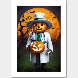 Halloween doctor pumpkin Posters and Art